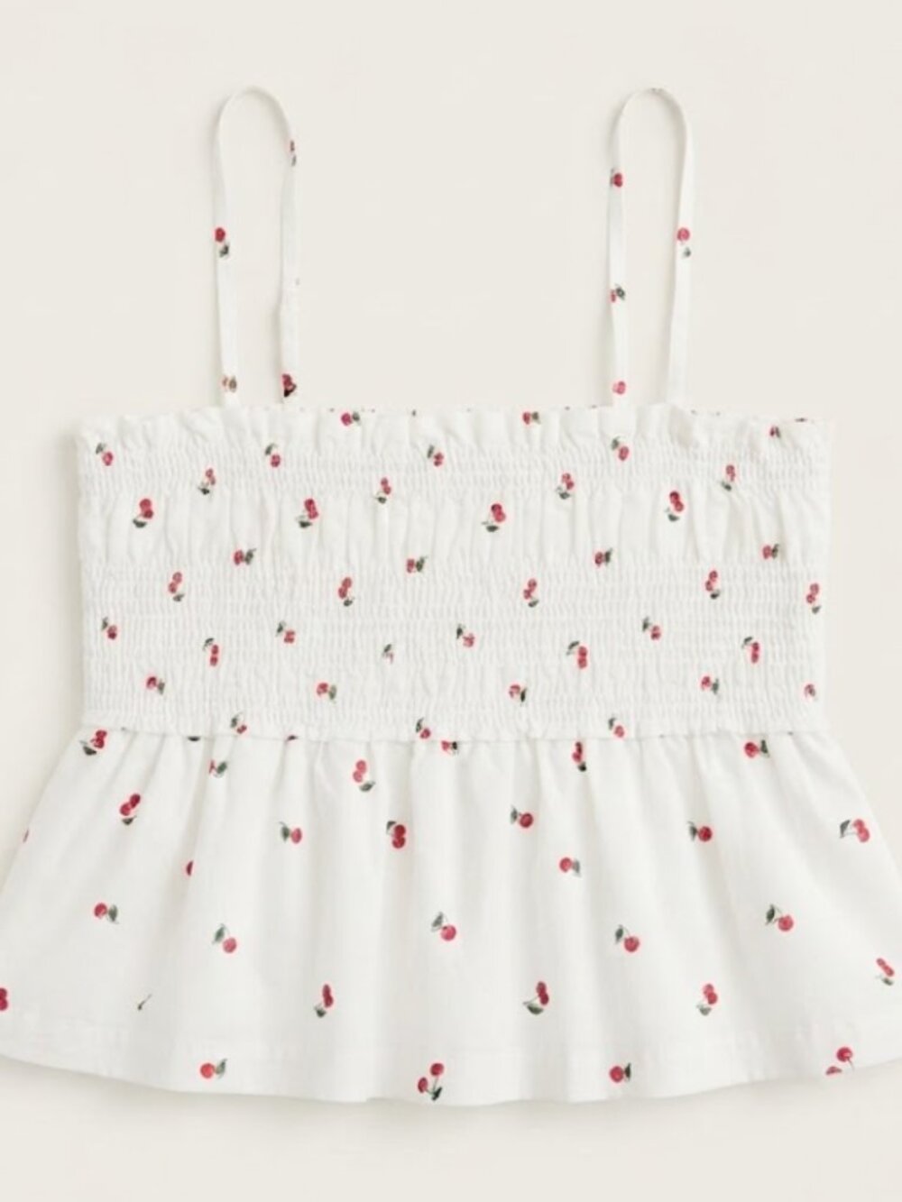 Abercrombie Kids Cherry Print Smocked Peplum Cami Top - Size 17/18 (Fits Women's